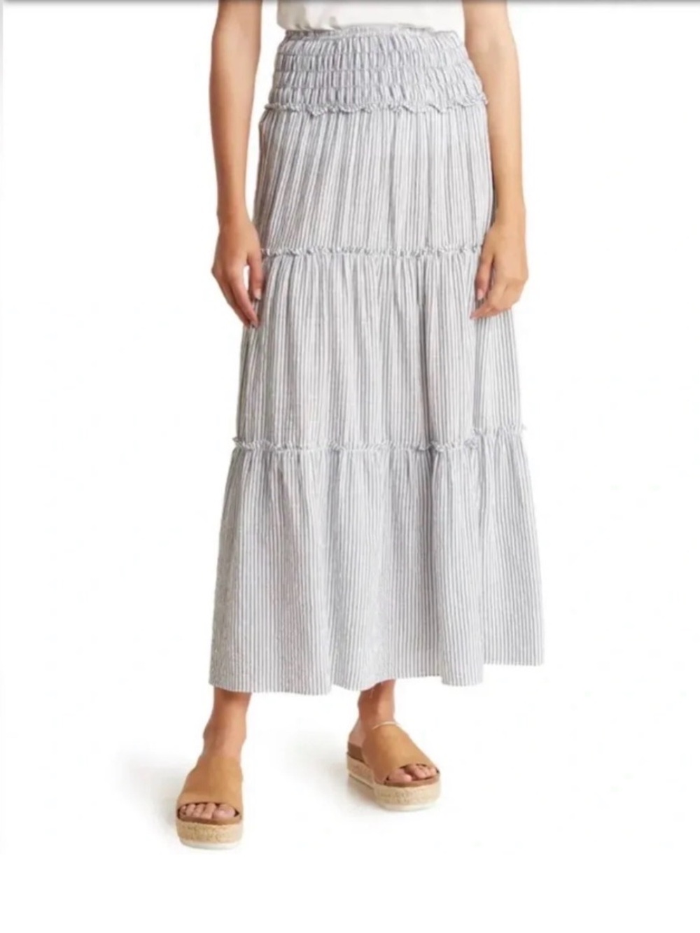 NWT Max Studio Tiered Striped Maxi  Skirt. Size M.